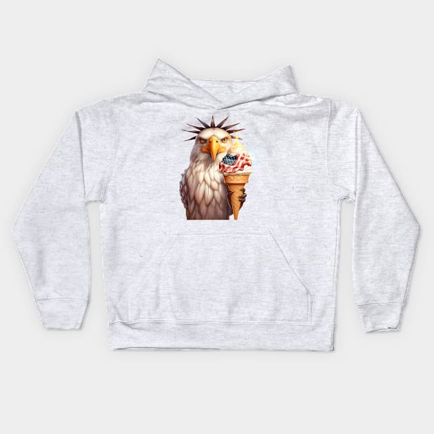 American Bald Eagle with Ice Cream Kids Hoodie by Acid_rain